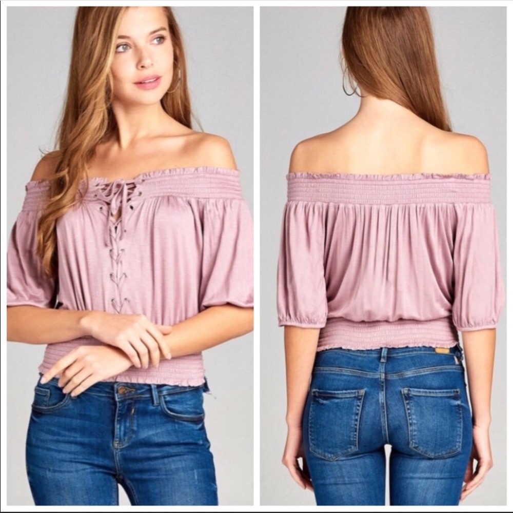 Off Shoulder Lace-up Top